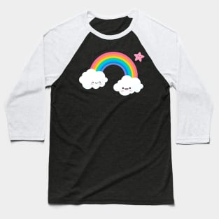 Cute Rainbow with Clouds Baseball T-Shirt